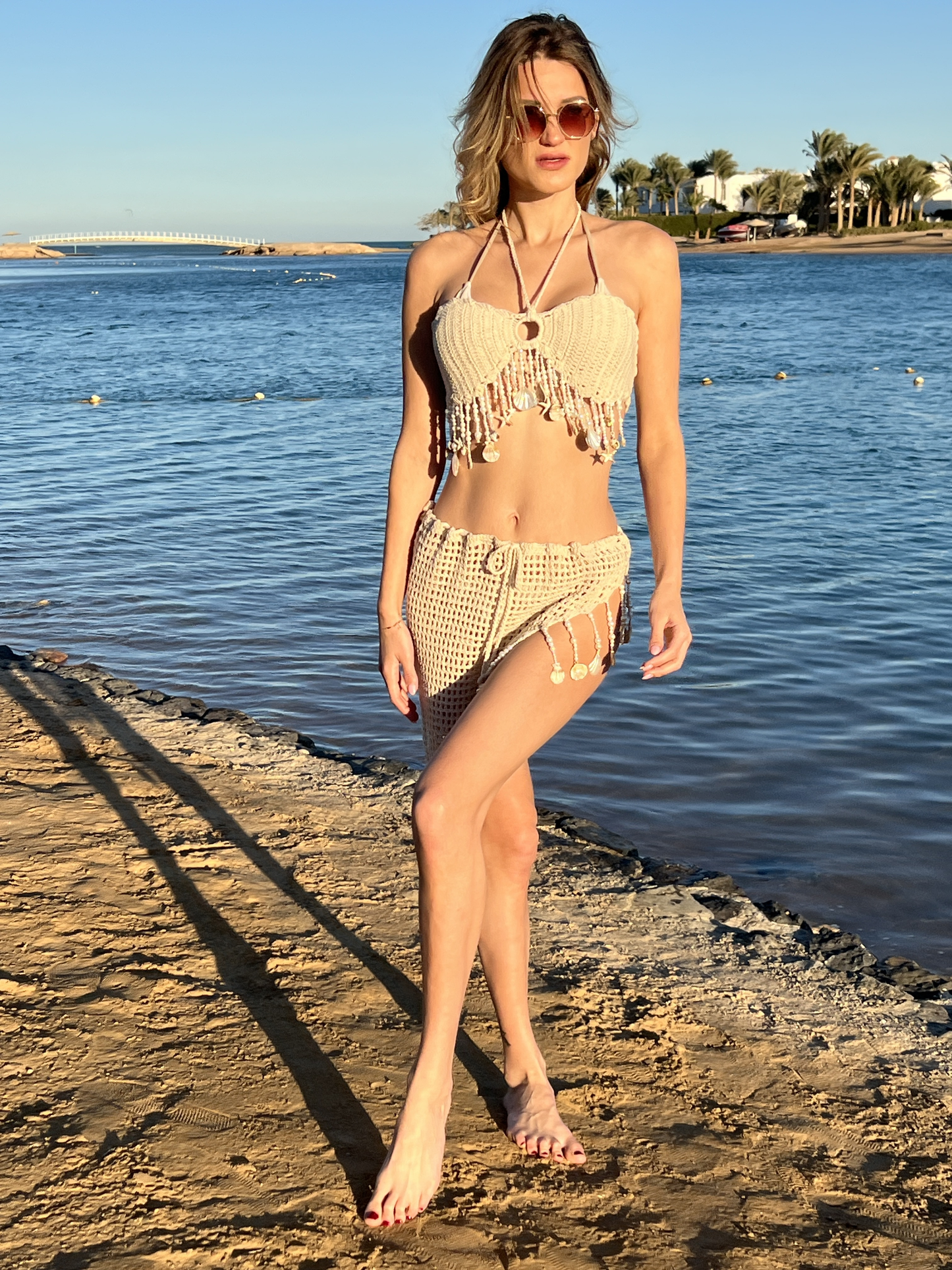 Handmade shells Crochet fringes set