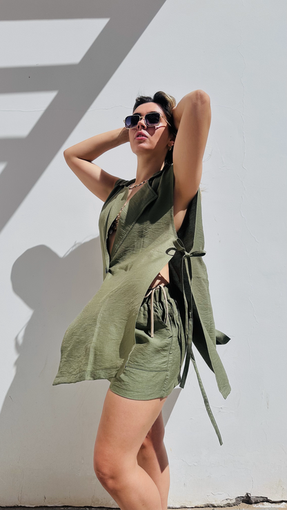 Linen set vest and shorts
