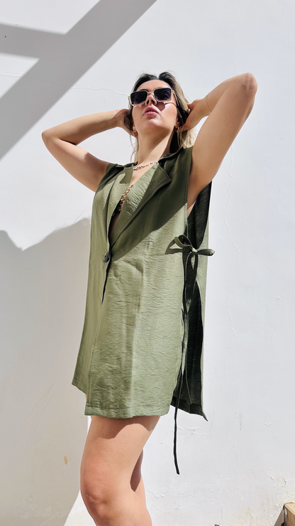 Linen set vest and shorts